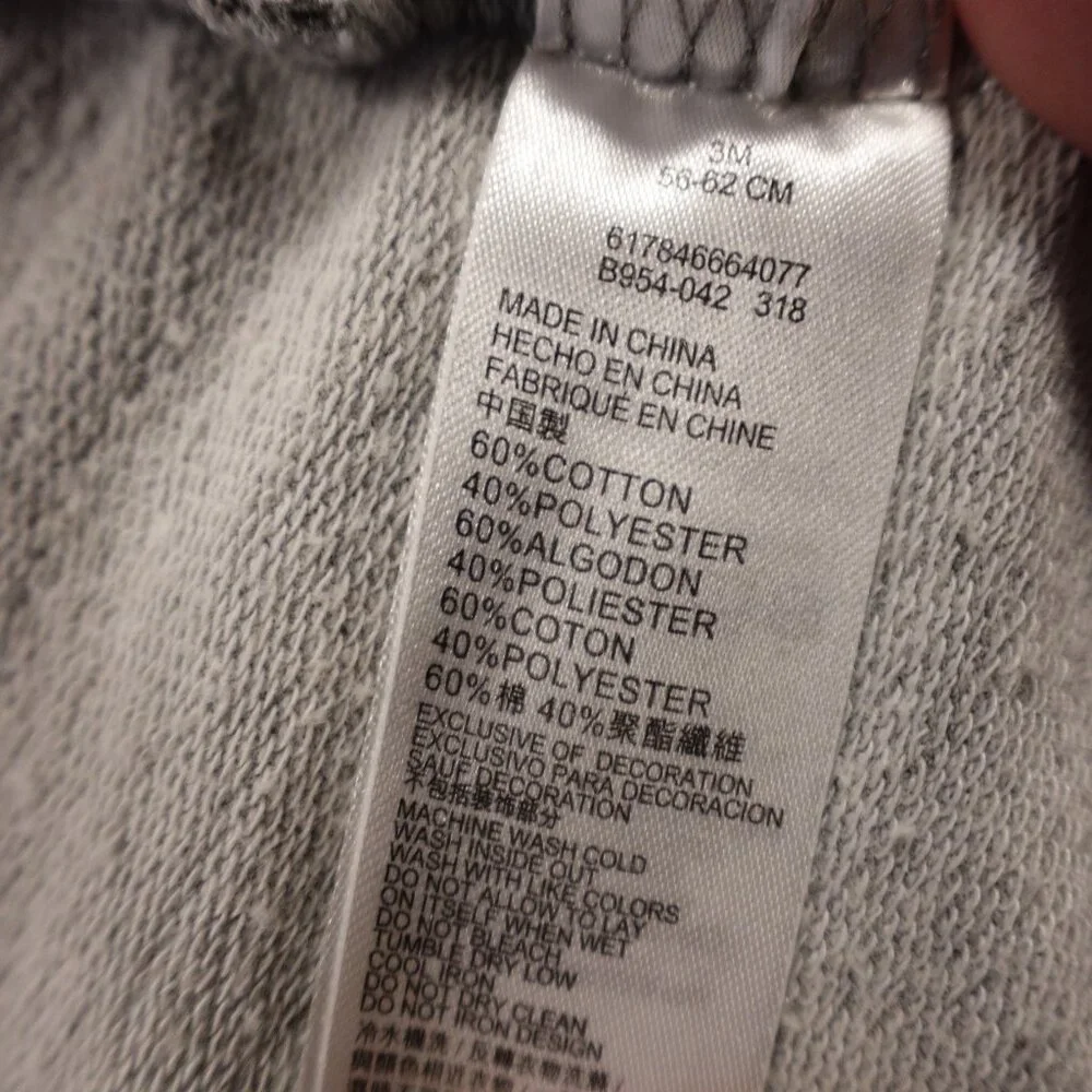 Nike Hooded‎ Zip Romper Baby 3M Gray Logo Graphic Fleece Outfit